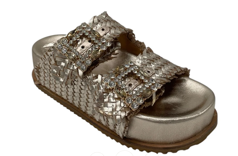 CIABATTA A DUE FASCE CON FIBBIE GIOIELLO MARY MODE DONNA