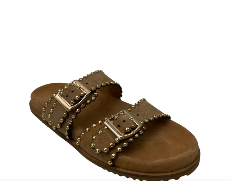 CIABATTA A DUE FASCE CON BORCHIE MIRROR MODE DONNA