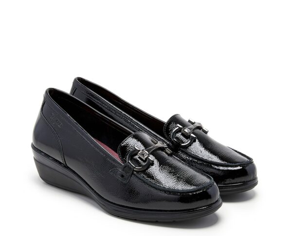 MOCASSINO CON ZEPPA IN VERNICE DECORATA CON FIBBIA 24HRS DONNA