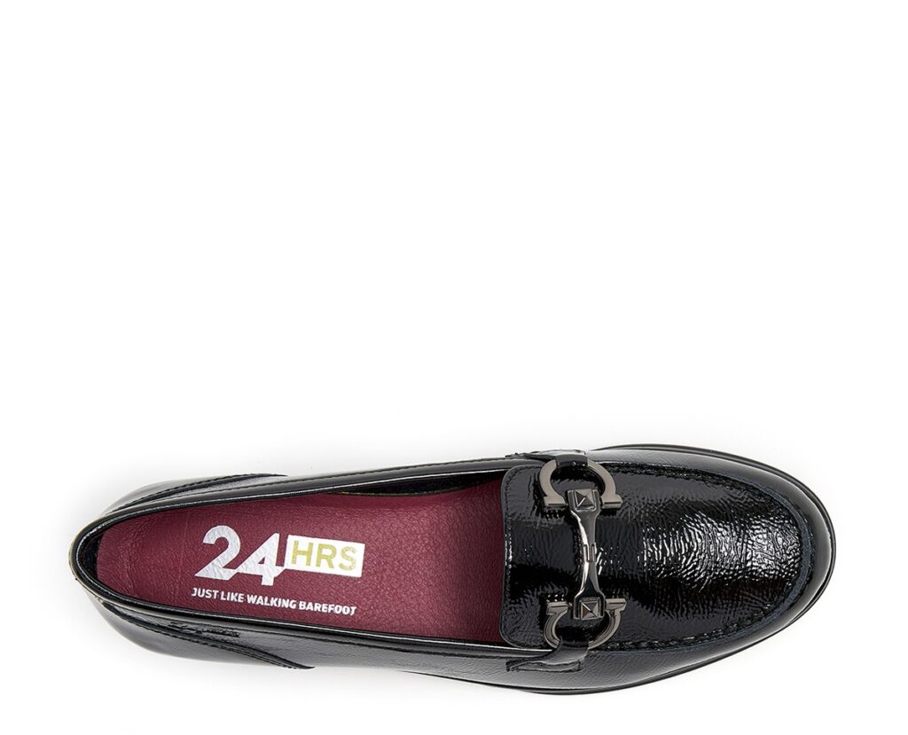 MOCASSINO CON ZEPPA IN VERNICE DECORATA CON FIBBIA 24HRS DONNA